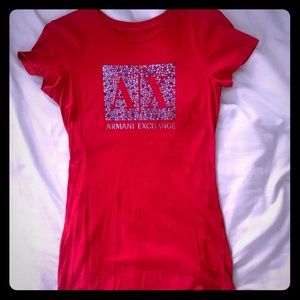 Red Armani Exchange t-shirt, size SM, gently used.